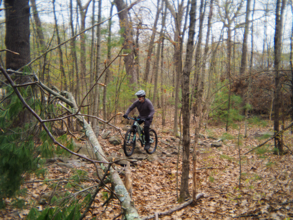 Riders navigating singletrack at the Spring Social